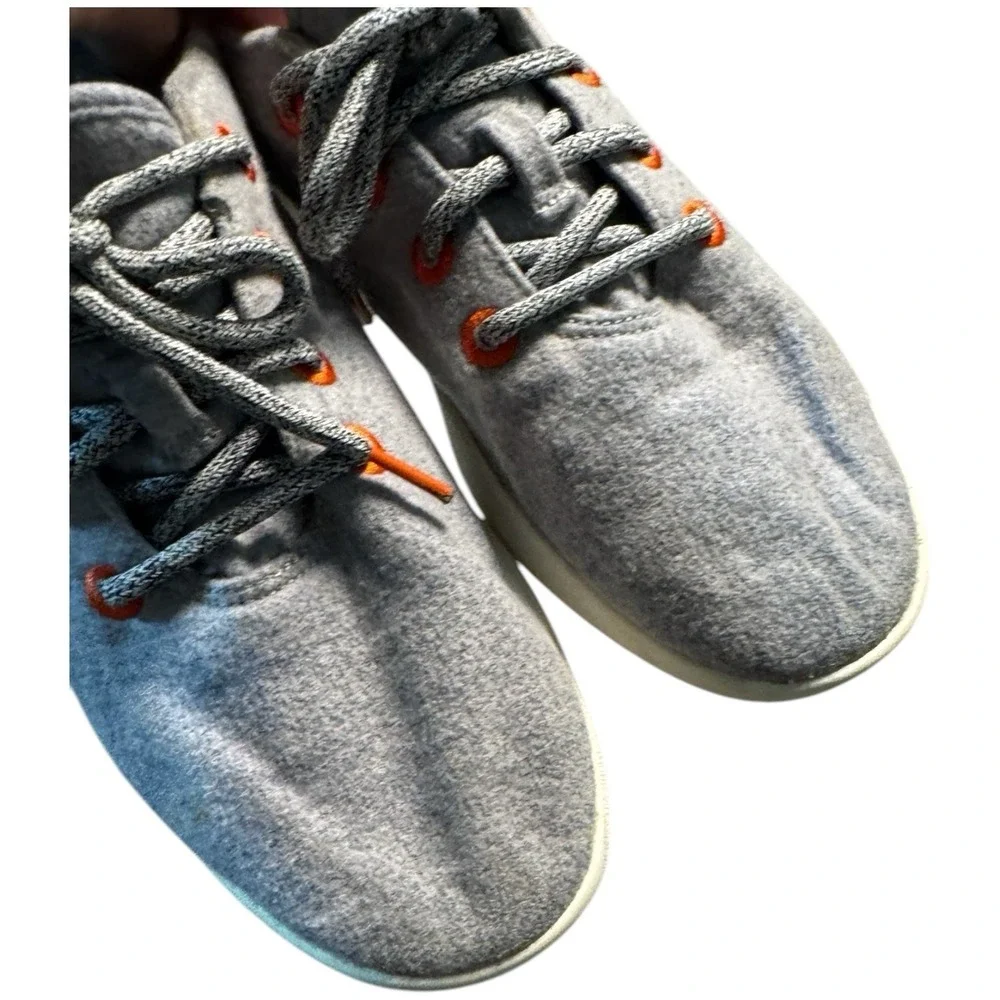 Allbirds Men's Wool Runner Sneakers‎ - Lite Gray Orange Accents Size 10 WR M10